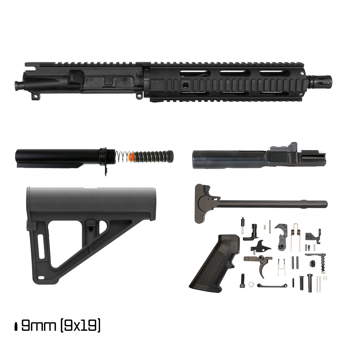 Davidson Defense Carapace w/Magpul BTR Brace 10.5-inch 1:10 9MM AR-9 Freefloat Quad-Rail Handguard Pistol Full Build Kit