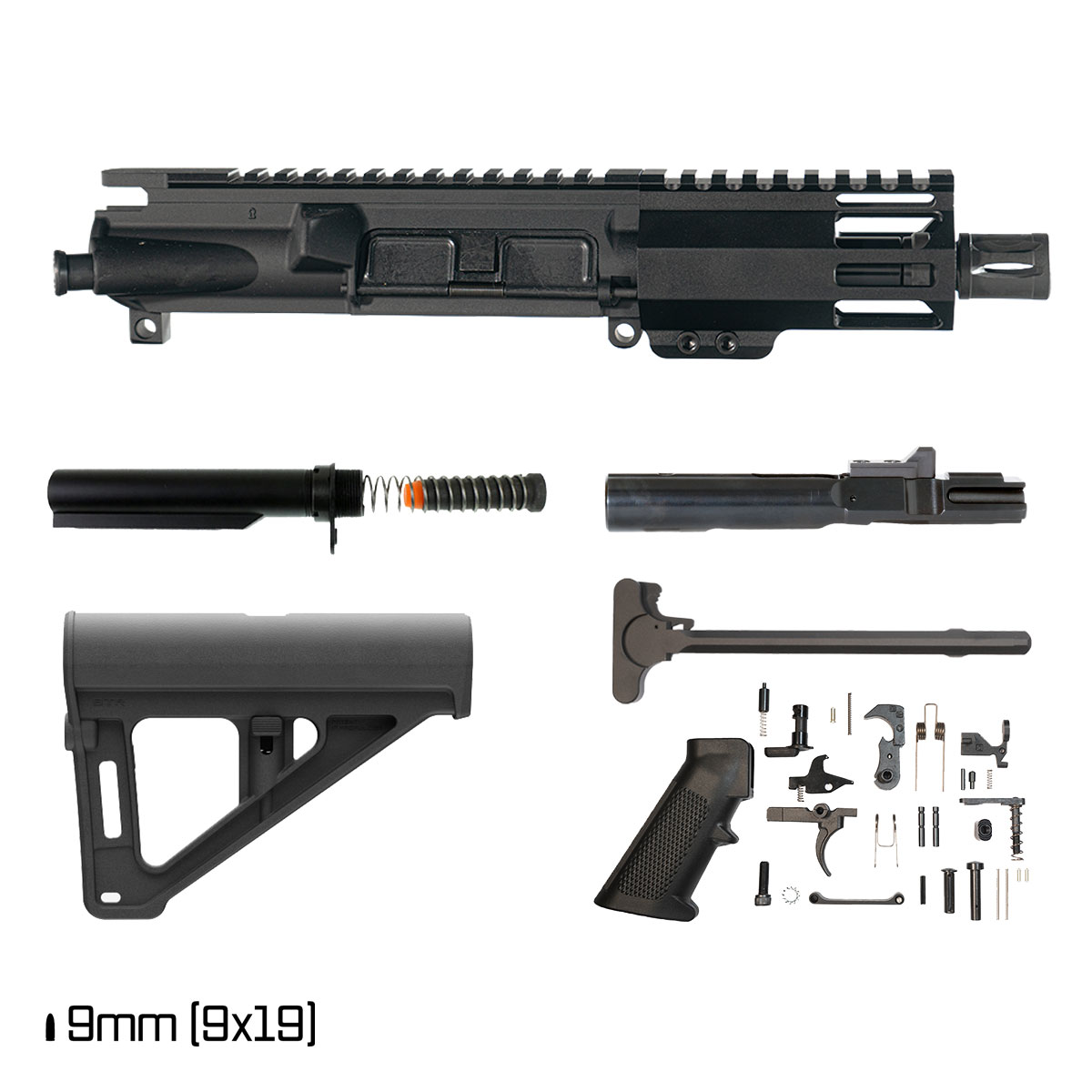 Davidson Defense Reentry w/Magpul BTR Brace 4.5-inch 1:10 9MM AR-9 Freefloat M-Lok Handguard Pistol Full Build Kit