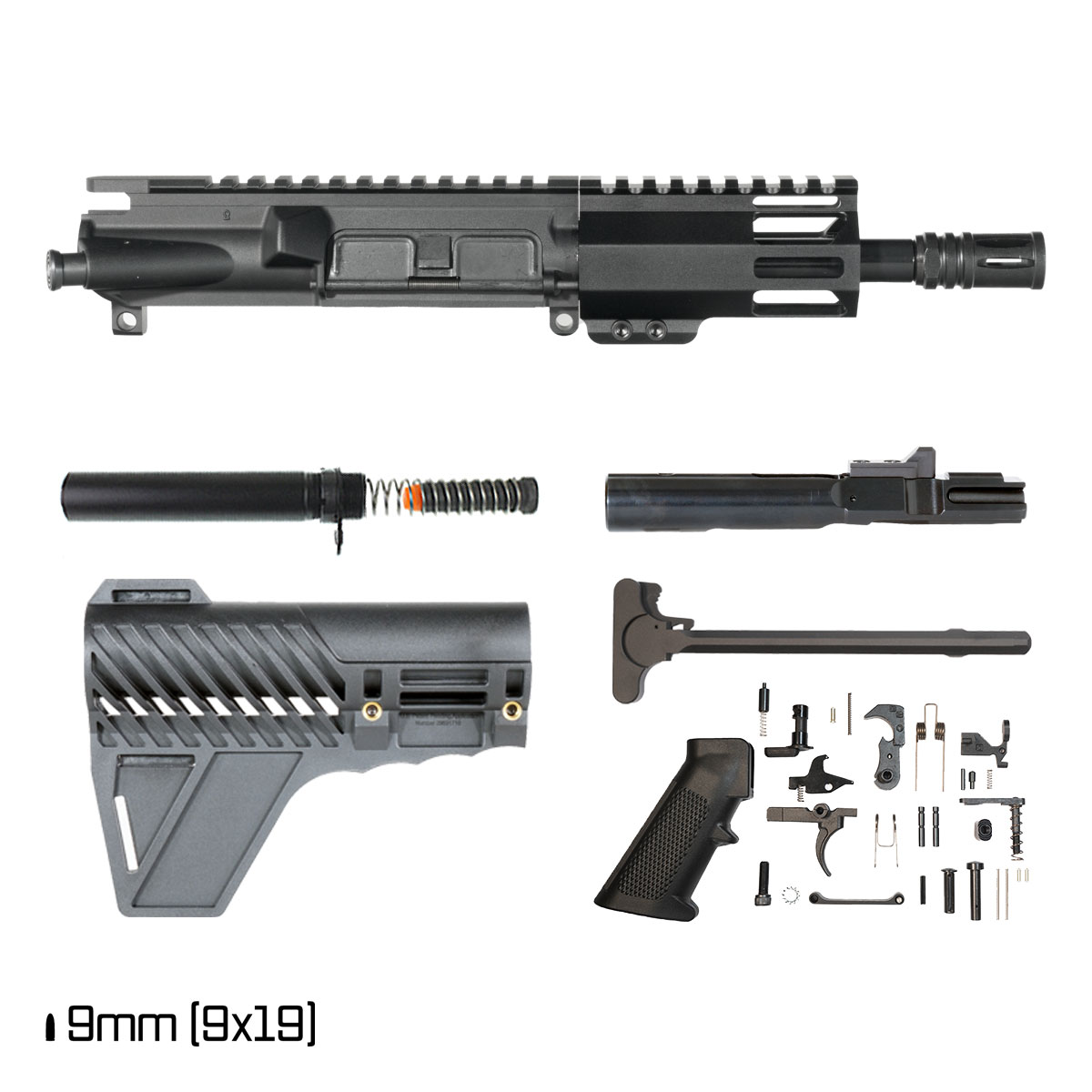 Davidson Defense Terminid w/Gauntlet Arms Brace 6-inch 1:10 9MM AR-9 Freefloat M-Lok Handguard Pistol Full Build Kit