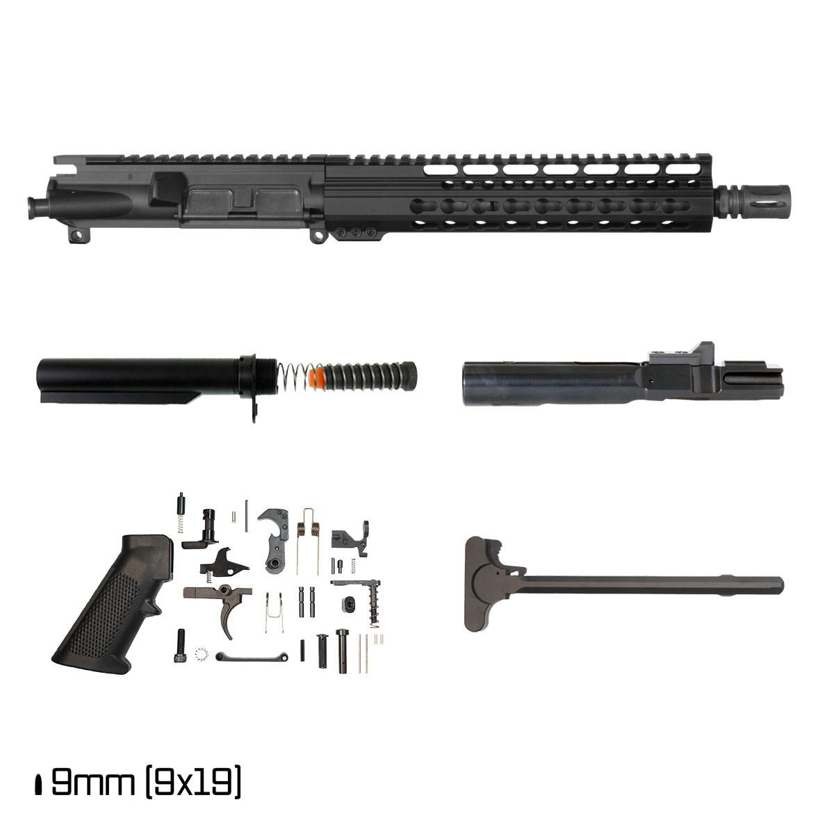 Davidson Defense Mutton Chops 10.5-inch 1:10 9MM AR-9 Freefloat Keymod Handguard Pistol Full Build Kit, SBR Ready