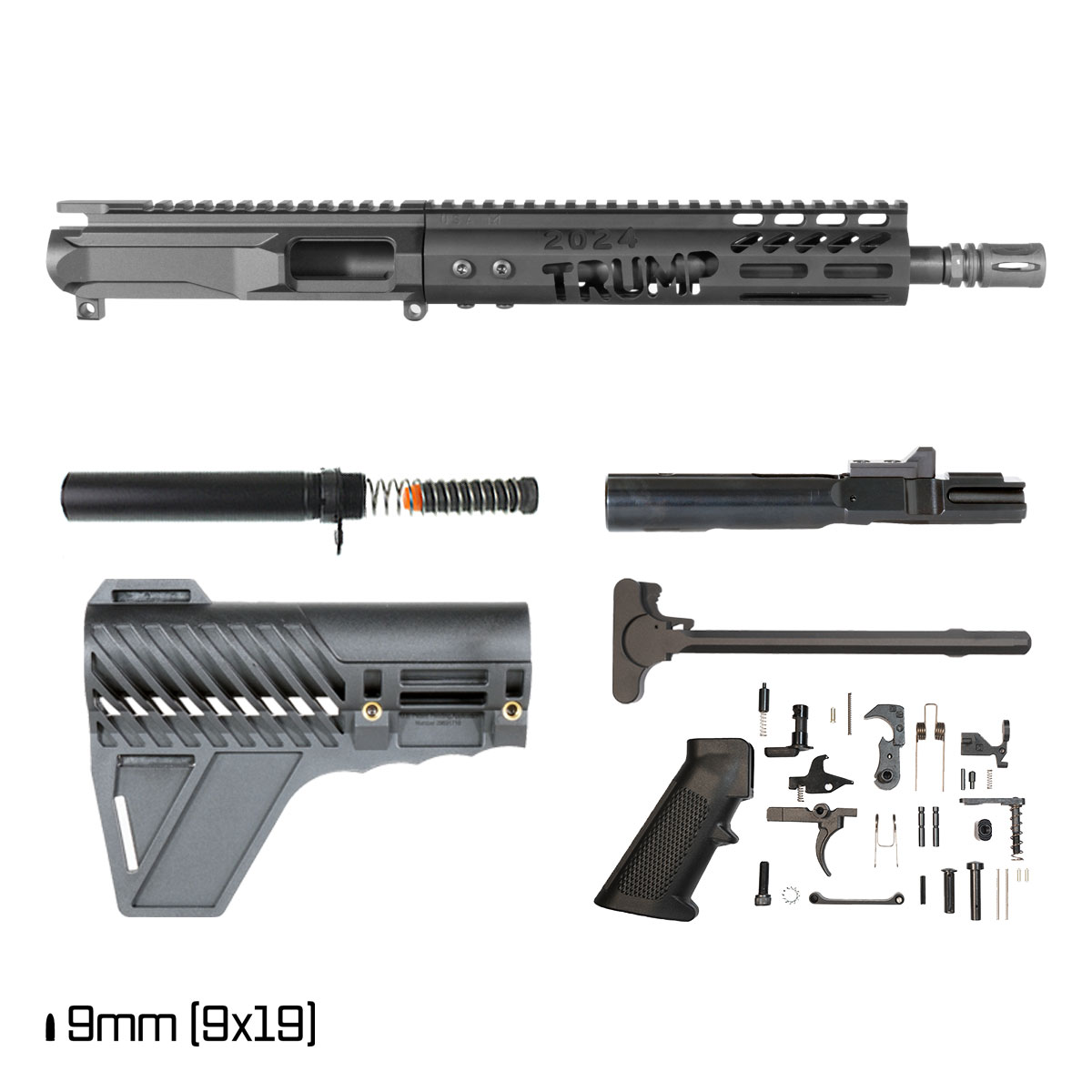 Davidson Defense Executive Order w/Gauntlet Arms Brace 10.5-inch 1:10 9MM AR-9 Freefloat M-Lok Handguard Pistol Full Build Kit