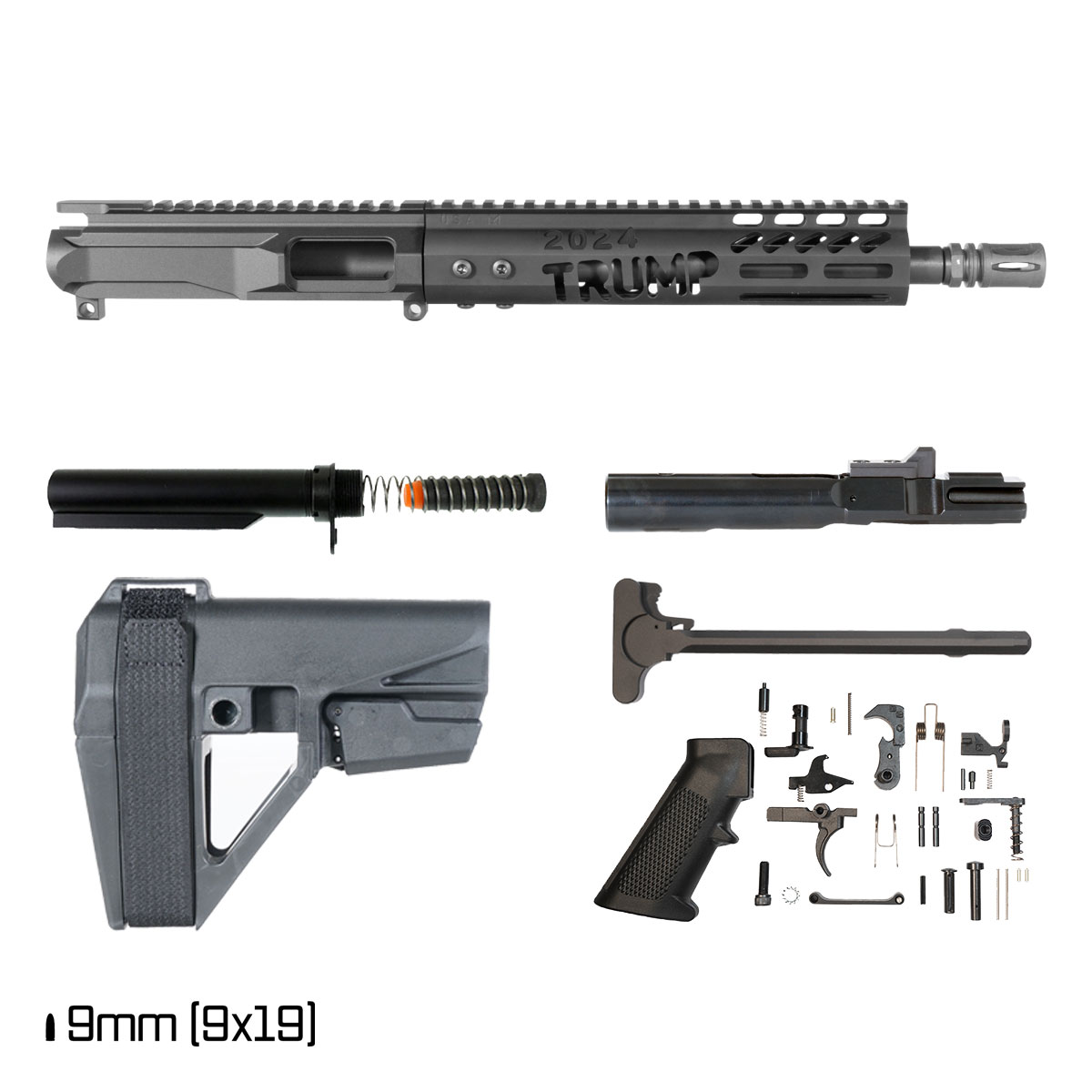 Davidson Defense Executive Order w/SBA5 Brace 10.5-inch 1:10 9MM AR-9 Freefloat M-Lok Handguard Pistol Full Build Kit