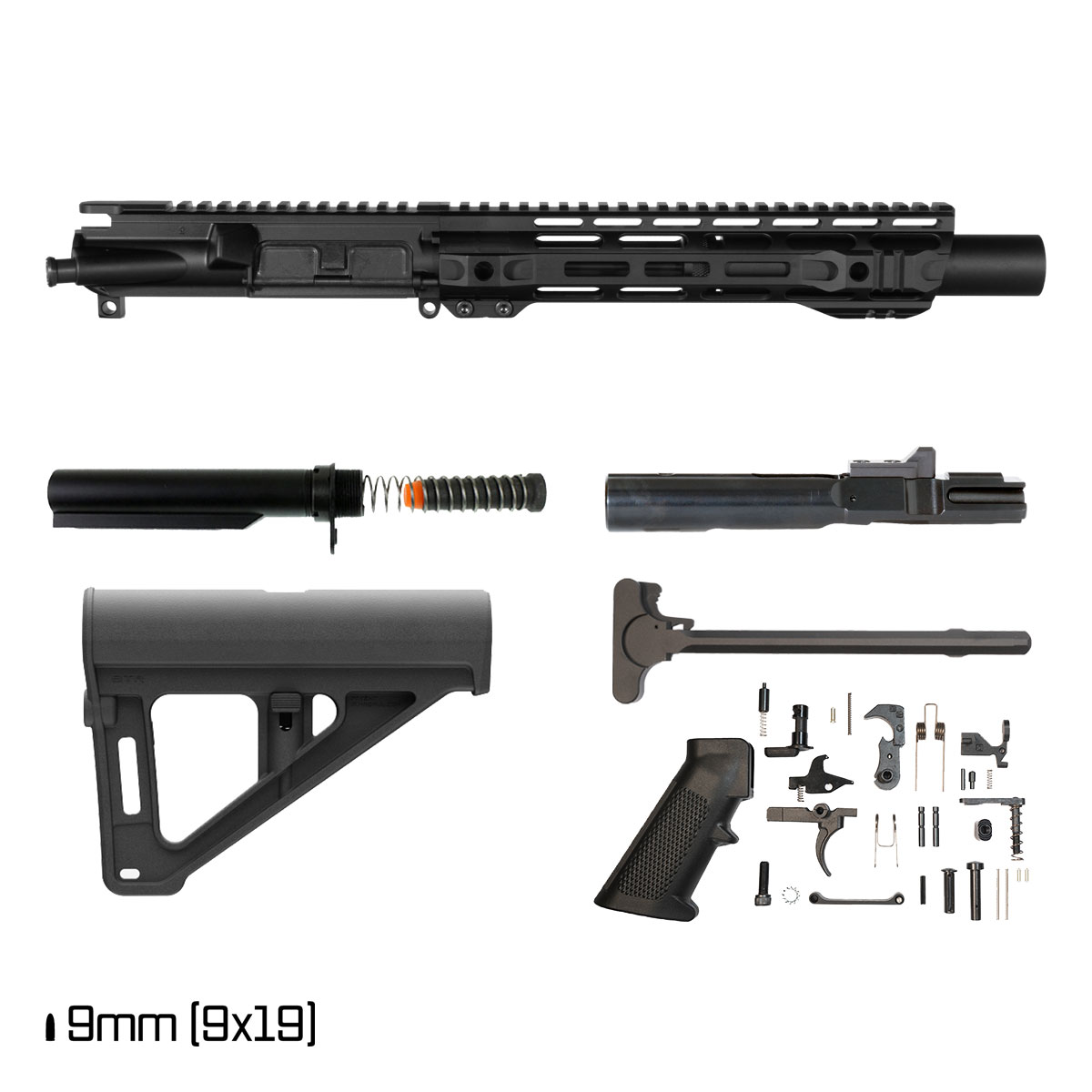 Davidson Defense Atriox w/Magpul BTR Brace 6-inch 1:10 9MM AR-9 M-Lok Handguard Pistol Full Build Kit