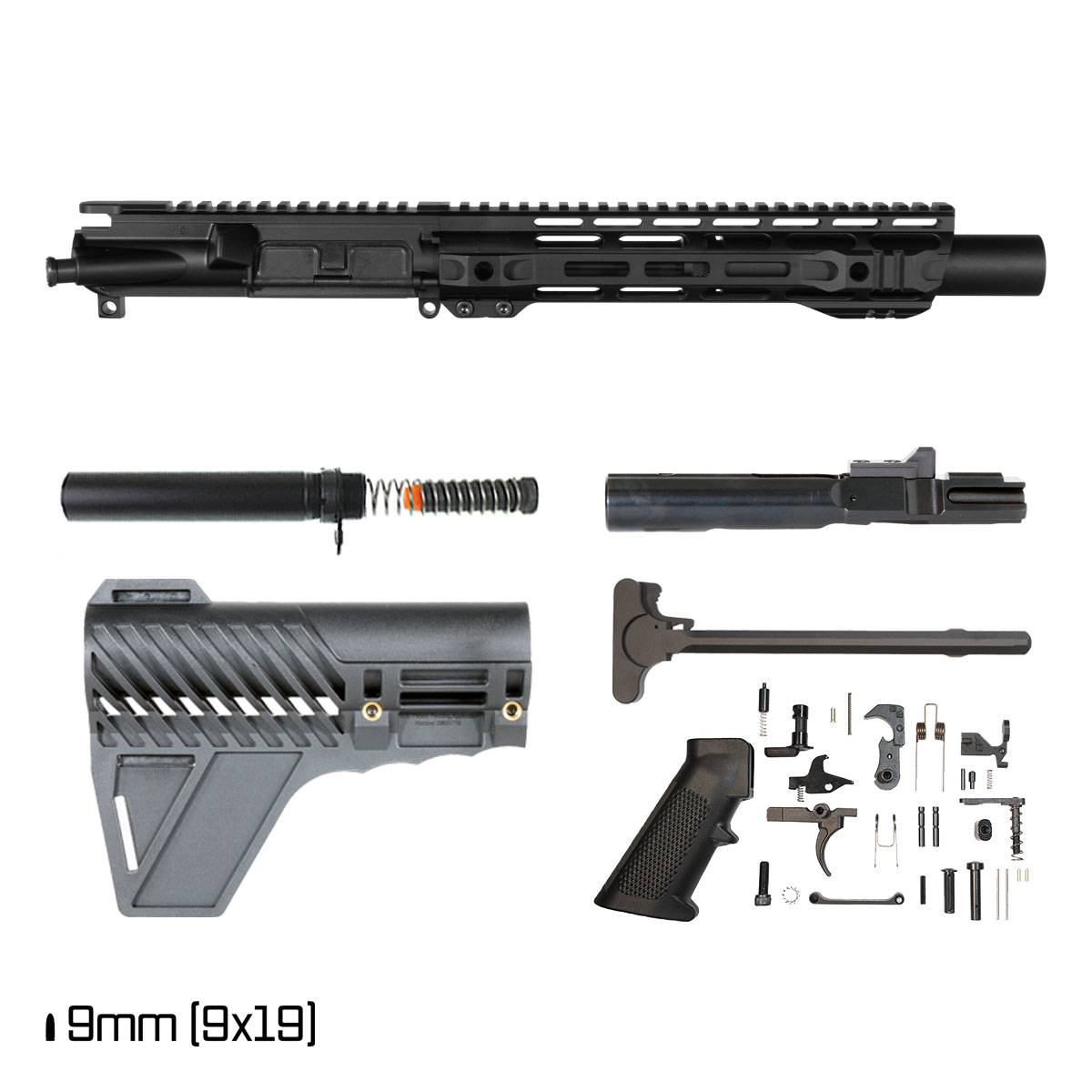 Davidson Defense Atriox w/Gauntlet Arms Brace 6-inch 1:10 9MM AR-9 M-Lok Handguard Pistol Full Build Kit