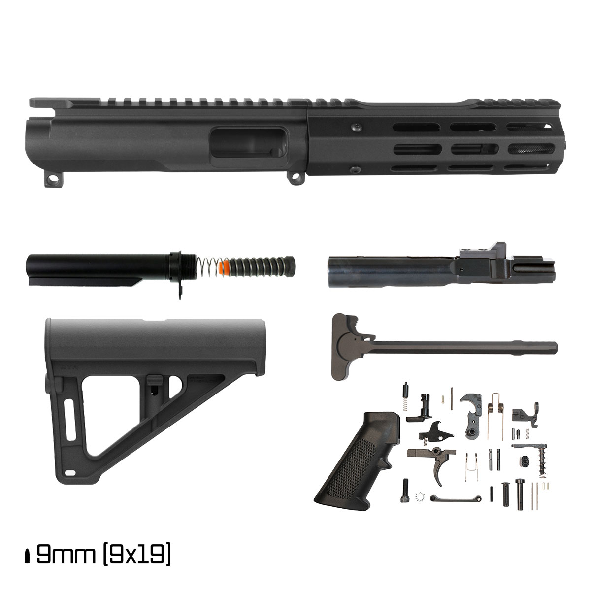 Davidson Defense Ronin Competition w/Magpul BTR Brace 6-inch 1:10 9MM AR-9 Freefloat M-Lok Handguard Pistol Full Build Kit