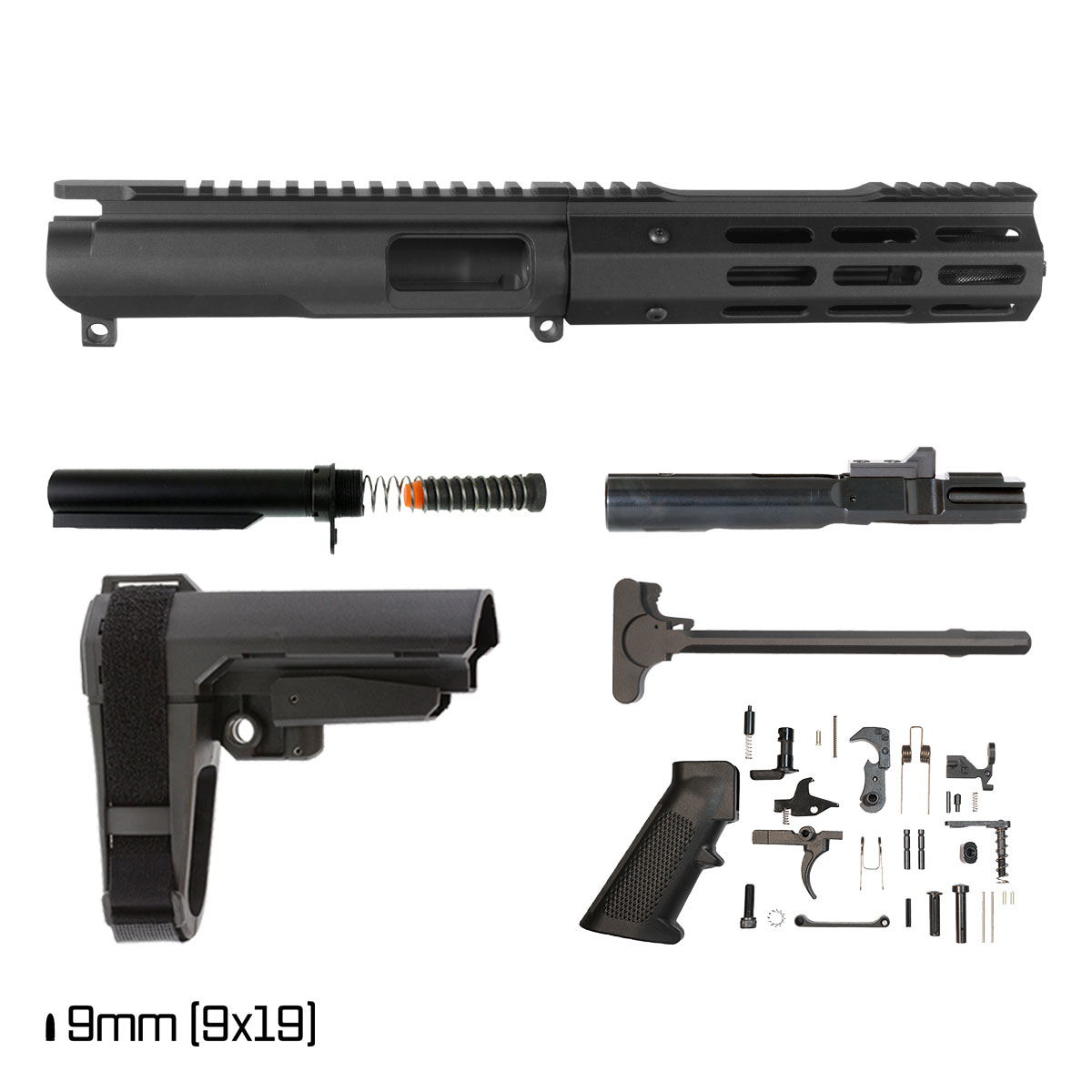 Davidson Defense Ronin Competition w/SBA3 Brace 6-inch 1:10 9MM AR-9 Freefloat M-Lok Handguard Pistol Full Build Kit