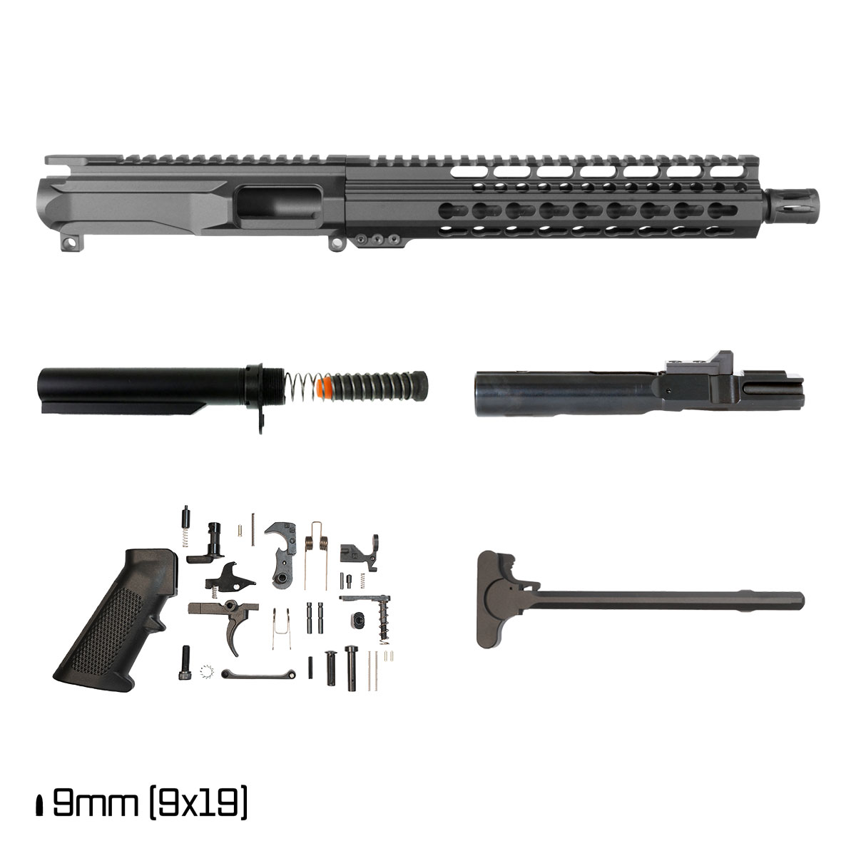 Davidson Defense Xiphos SBR Ready 10.5-inch 1:10 9MM AR-9 Freefloat KeyMod Handguard Pistol Full Build Kit