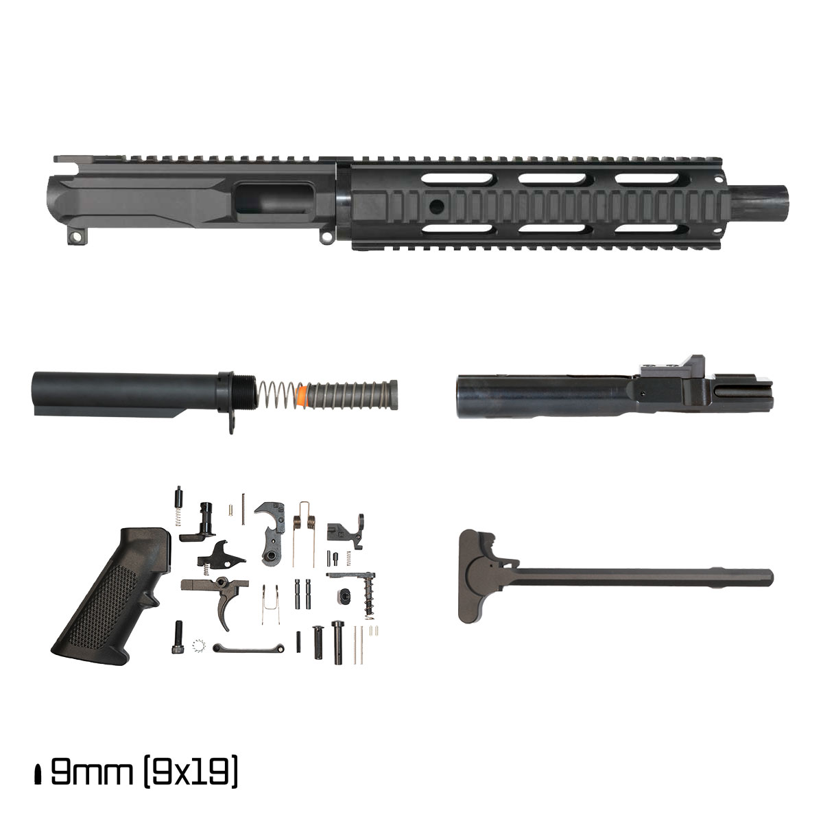 Krawl SBR Ready 10.5-inch 1:10 9MM AR-9 Freefloat Quad-Rail Pistol Full Build Kit
