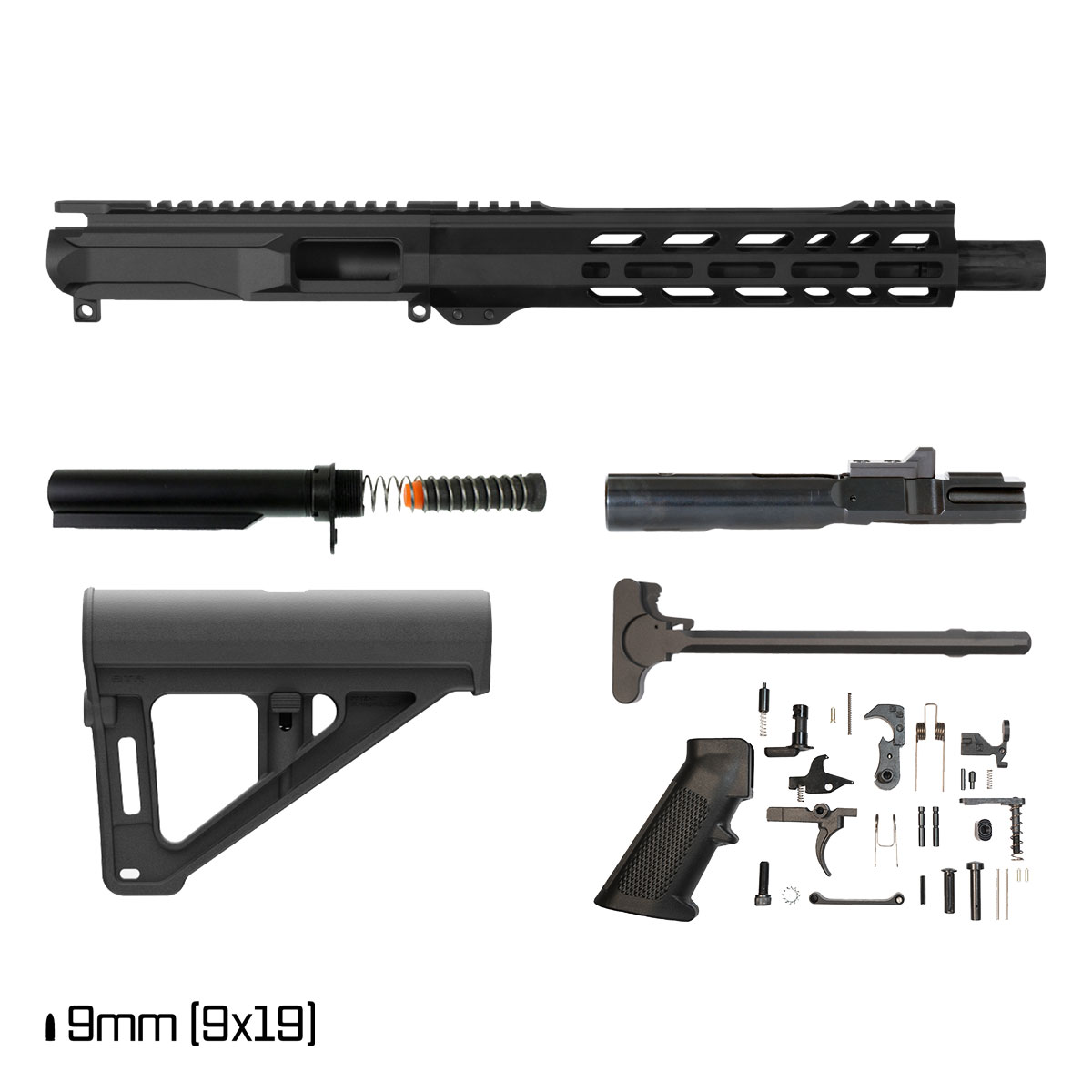 Davidson Defense Typan w/BTR Brace 10.5-inch 1:10 9MM AR-9 M-Lok Handguard Pistol Full Build Kit