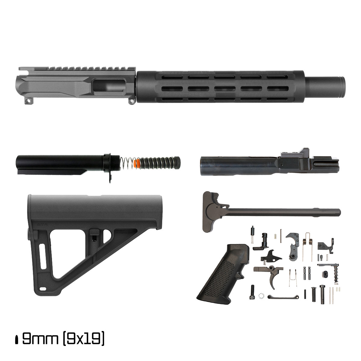 Davidson Defense Electra w/BTR Brace 10.5-inch 1:10 9MM AR-9 Freefloat Tubular M-Lok Handguard Pistol Full Build Kit