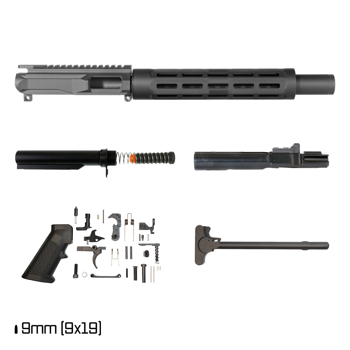 Davidson Defense Electra 10.5-inch 1:10 9MM AR-9 Freefloat Tubular M-Lok Handguard Pistol Full Build Kit, SBR Ready