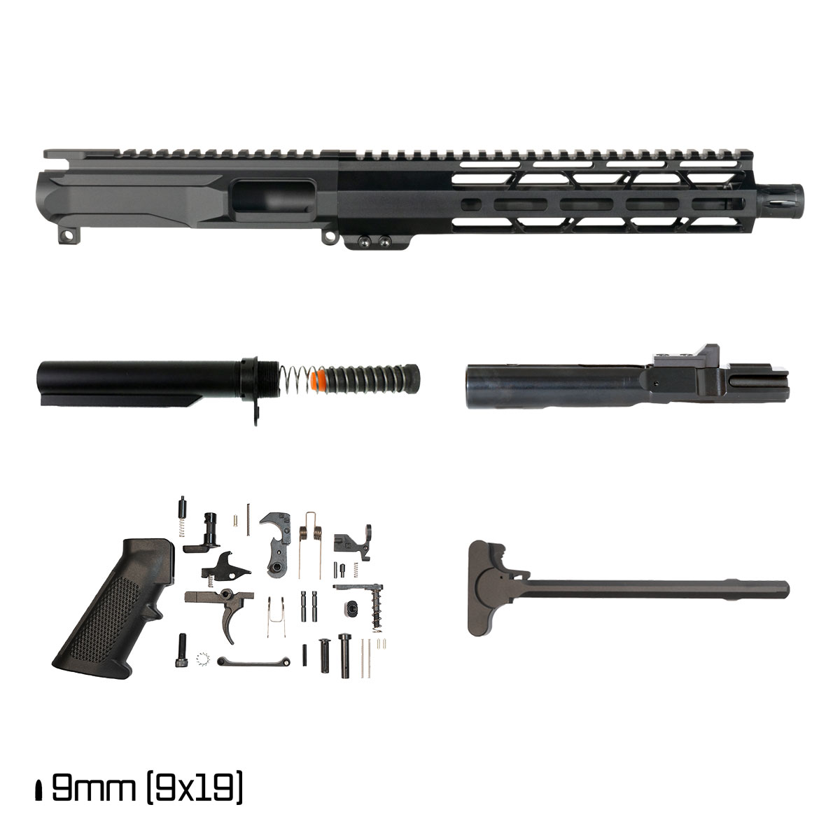 Davidson Defense Blackwood 10.5-inch 1:10 9MM AR-9 Freefloat M-Lok Handguard Pistol Full Build Kit, SBR Ready