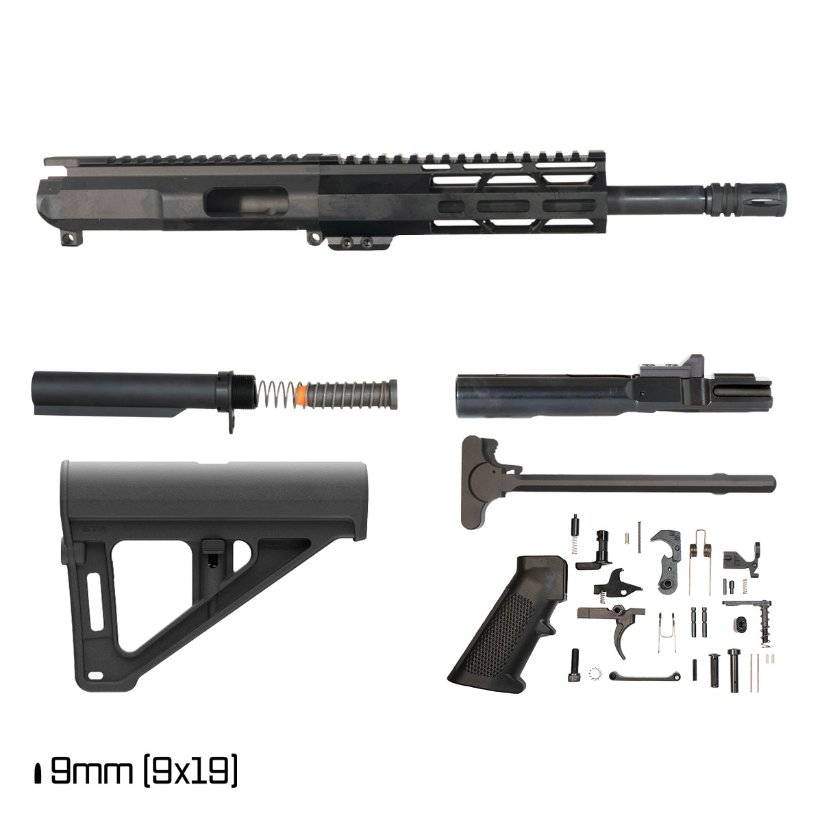 Davidson Defense Iron Scale w/BTR Brace 10.5-inch 1:10 9MM AR-9 Freefloat M-Lok Pistol Full Build Kit