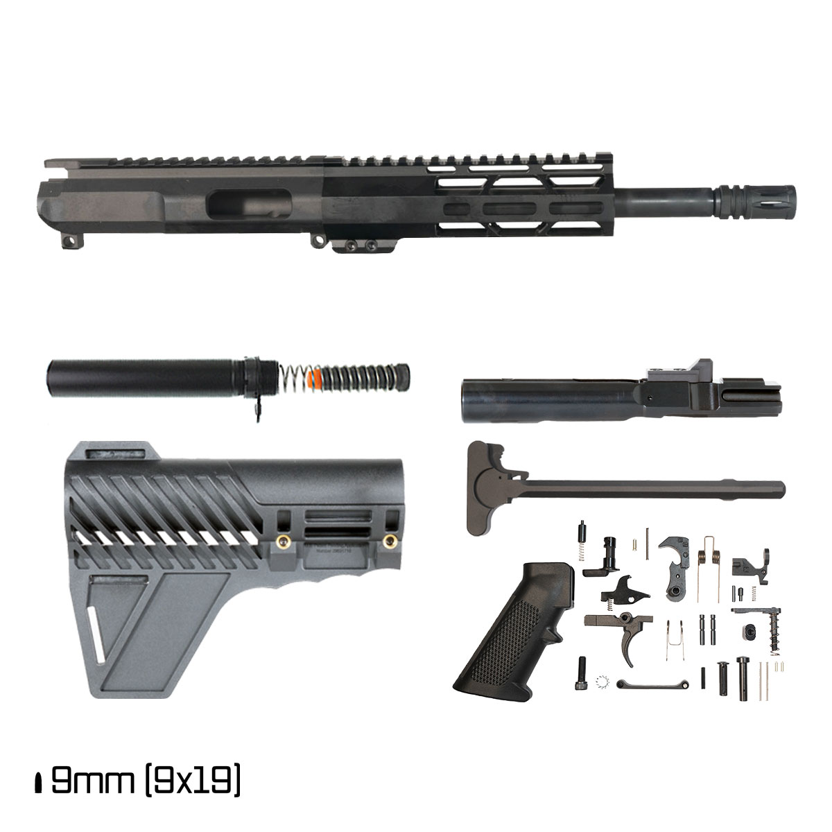 Davidson Defense Iron Scale w/Gauntlet Arms Brace 10.5-inch 1:10 9MM AR-9 M-Lok Pistol Full Build Kit