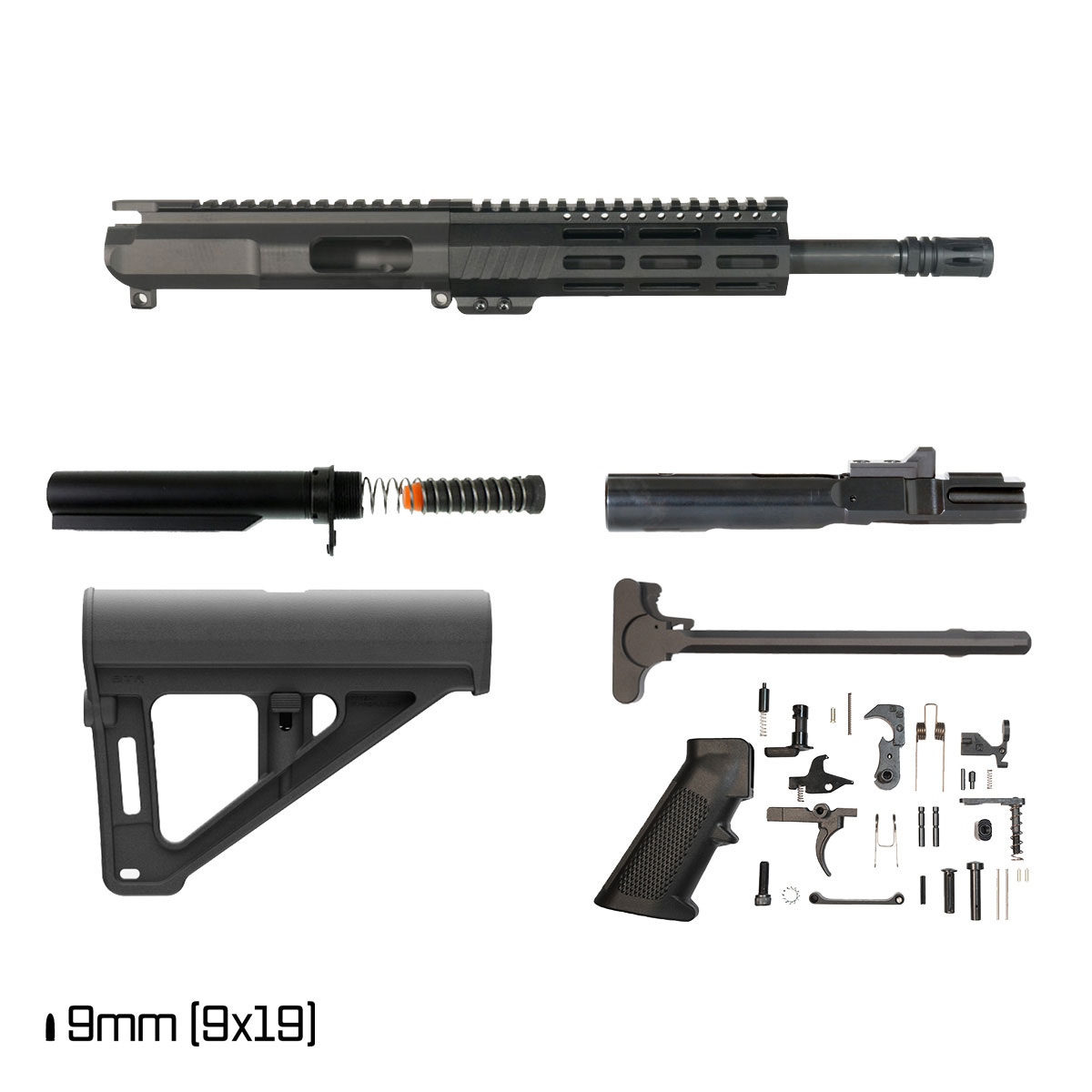 Davidson Defense Men of Iron w/BTR Brace 10.5-inch 1:10 9MM AR-9 Freefloat M-Lok Handguard Pistol Full Build Kit