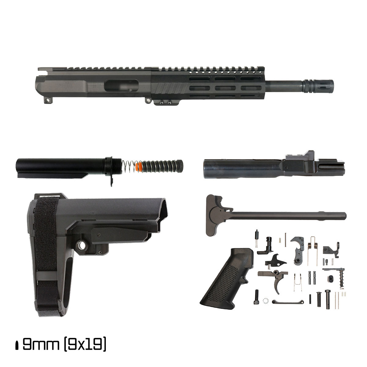 Davidson Defense Men of Iron w/SBA3 Brace 10.5-inch 1:10 9MM AR-9 Freefloat M-Lok Handguard Pistol Full Build Kit