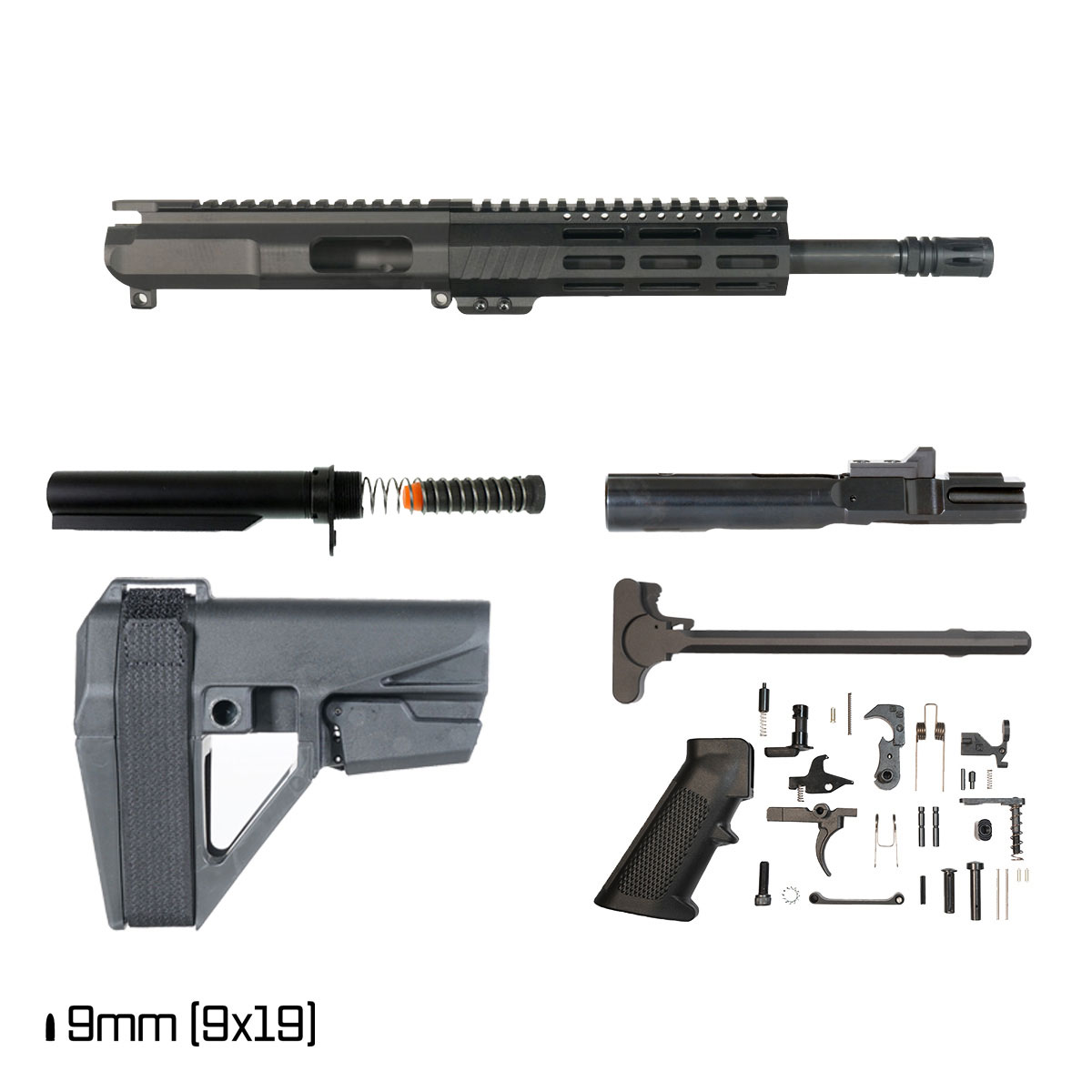 Davidson Defense Men of Iron w/SBA5 Brace 10.5-inch 1:10 9MM AR-9 Freefloat M-Lok Handguard Pistol Full Build Kit