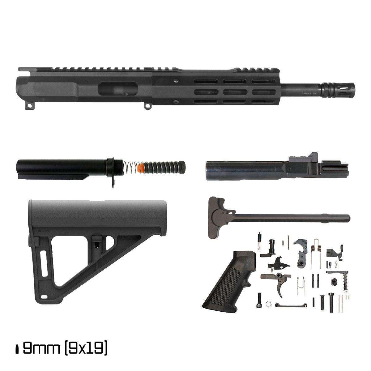 Davidson Defense Darksight w/BTR Brace 10.5-inch 1:10 9MM AR-9 Freefloat M-Lok Handguard Pistol Full Build Kit