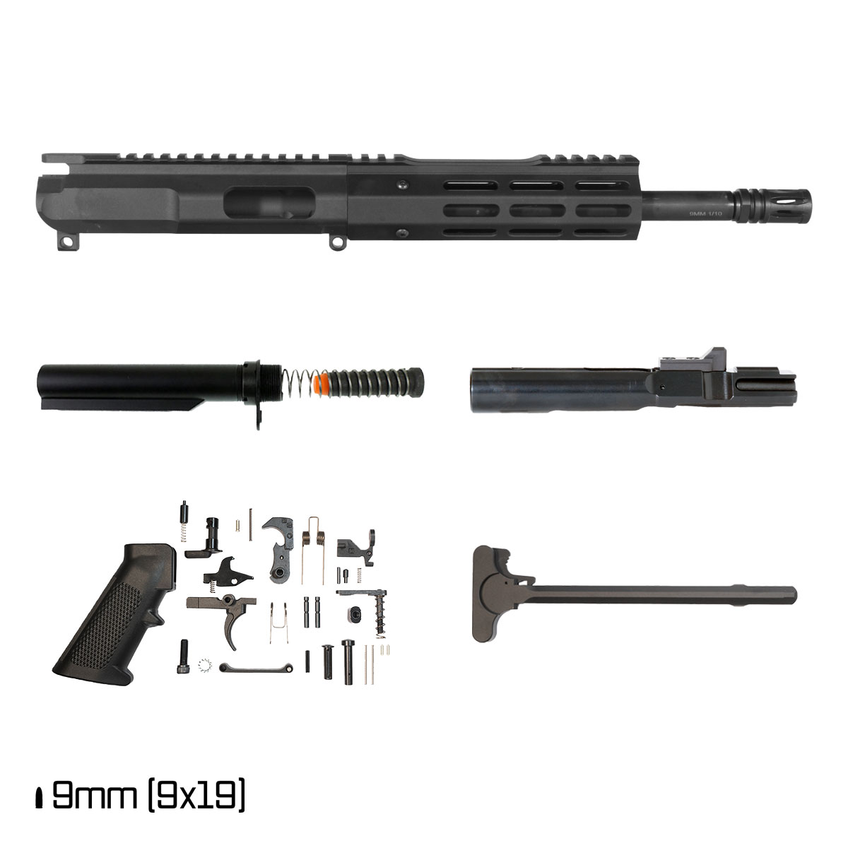 Davidson Defense Darksight 10.5-inch 1:10 9MM AR-9 Freefloat M-Lok Handguard Pistol Full Build Kit, SBR Ready