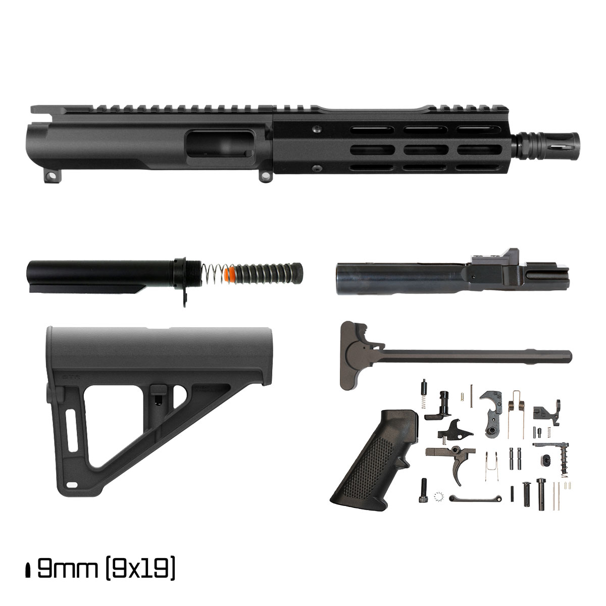 Davidson Defense Ronin Competition w/BTR Brace 8-inch 9MM Freefloat M-Lok Handguard Pistol Full Build Kit