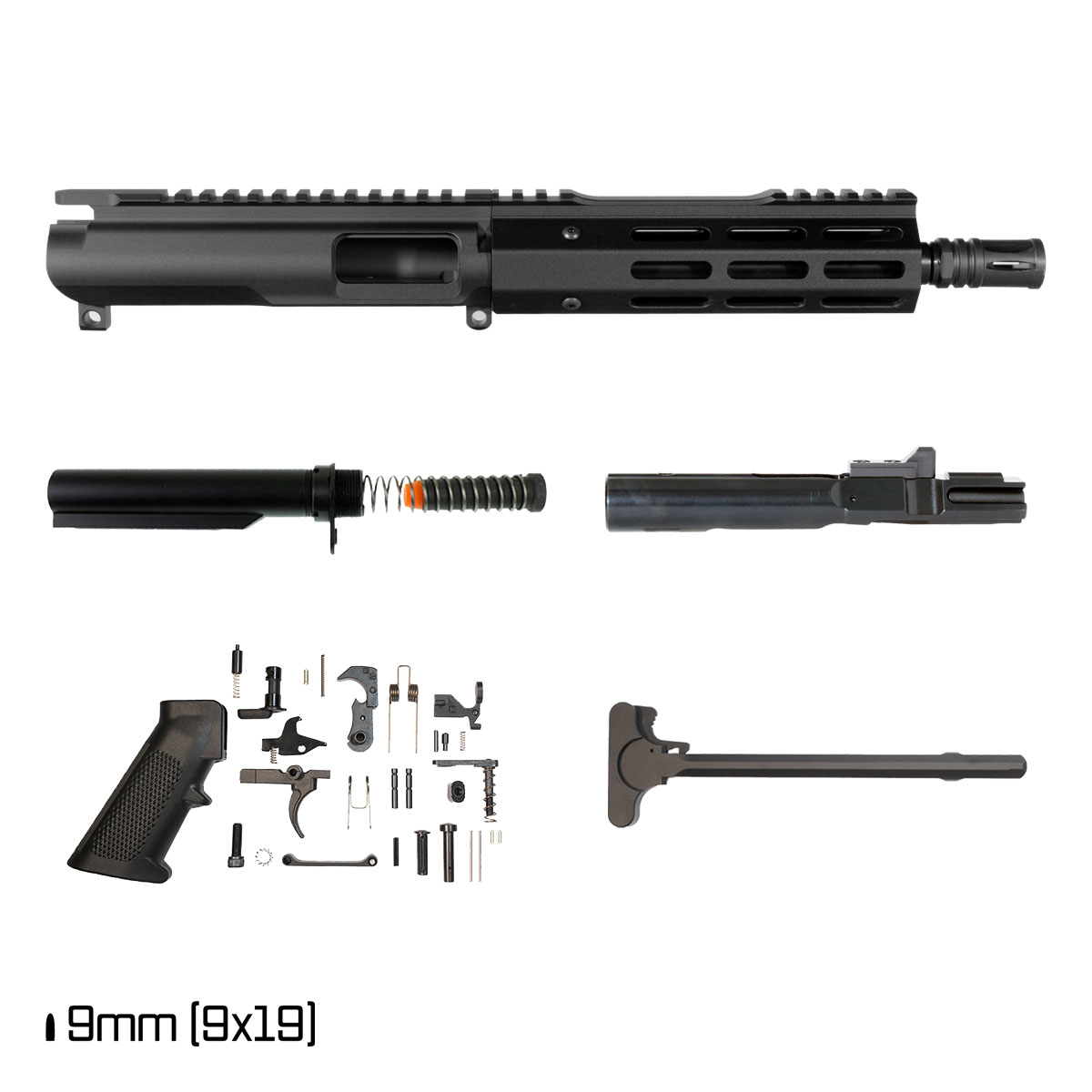 Davidson Defense Ronin Competition SBR Ready 8-inch 9MM Freefloat M-Lok Handguard Pistol Full Build Kit
