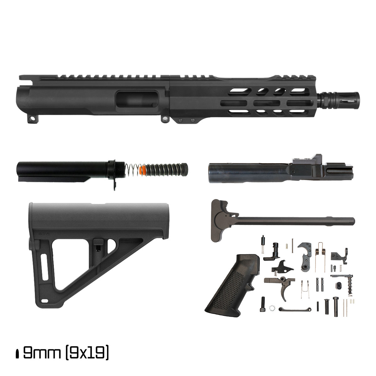 Davidson Defense Ronin Competition w/BTR Brace 8-inch 9MM Freefloat M-Lok Handguard Pistol Full Build Kit