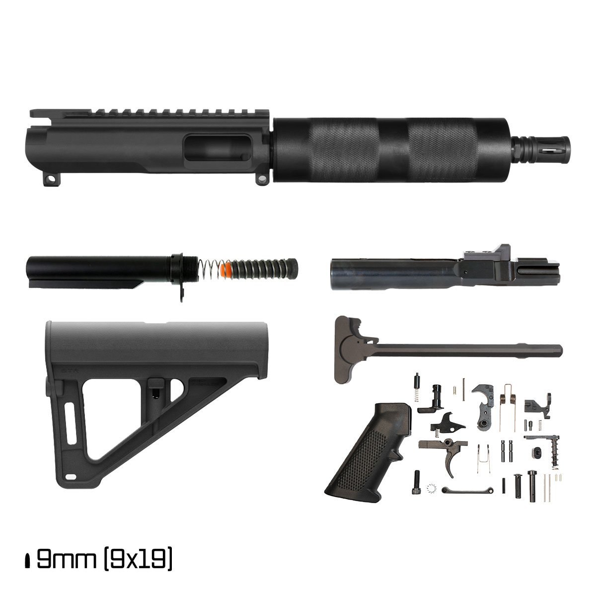 Davidson Defense Firstlight w/BTR Brace 8-inch 9MM Freefloat Tubular Handguard Pistol Full Build Kit