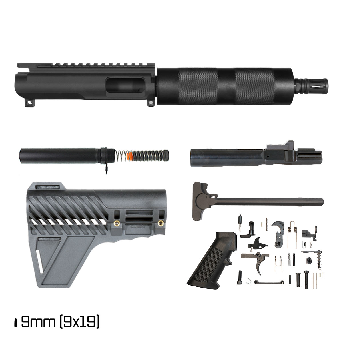 Davidson Defense Firstlight w/Gauntlet Arms Brace 8-inch 9MM Freefloat Tubular Handguard Pistol Full Build Kit