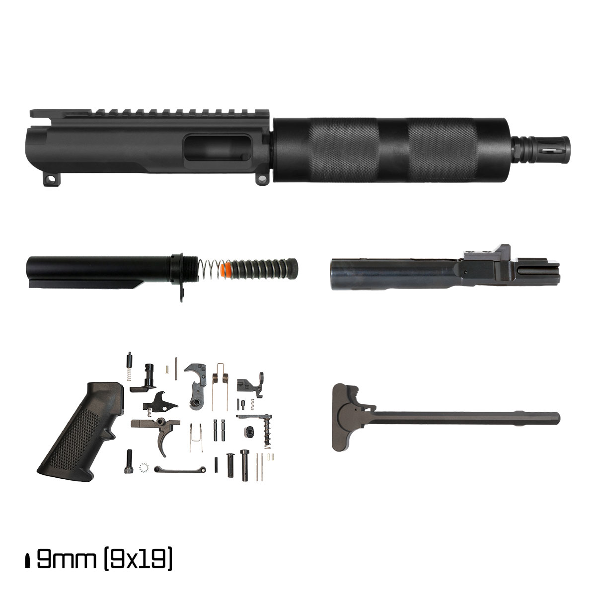Davidson Defense Firstlight SBR Ready 8-inch 9MM Freefloat Tubular Handguard Pistol Full Build Kit