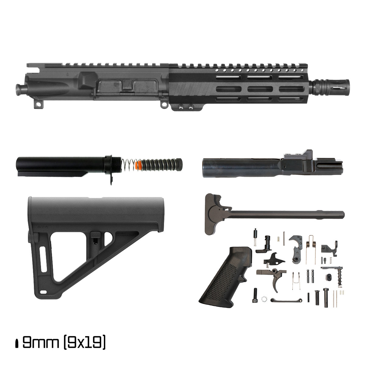 Davidson Defense Aegis w/BTR Brace 8-inch 9MM Freefloat M-Lok Handguard Pistol Full Build Kit