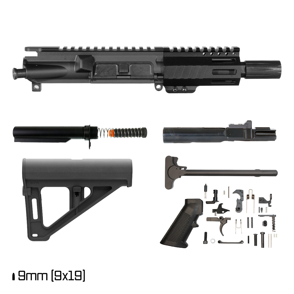 Davidson Defense Aegis w/BTR Brace 5-inch 1:10 9MM AR-9 Freefloat M-Lok Handguard Pistol Full Build Kit