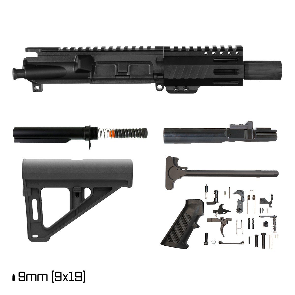 Davidson Defense Aegis w/BTR Brace 4.5-inch 1:10 9MM AR-9 Freefloat M-Lok Handguard Pistol Full Build Kit