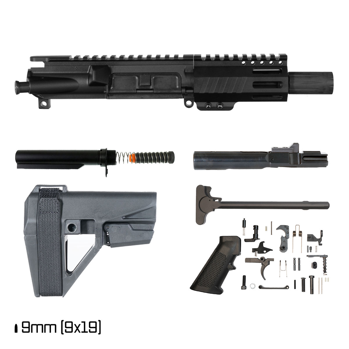 Davidson Defense Aegis w/SBA5 Brace 4.5-inch 1:10 9MM AR-9 M-Lok Handguard Pistol Full Build Kit