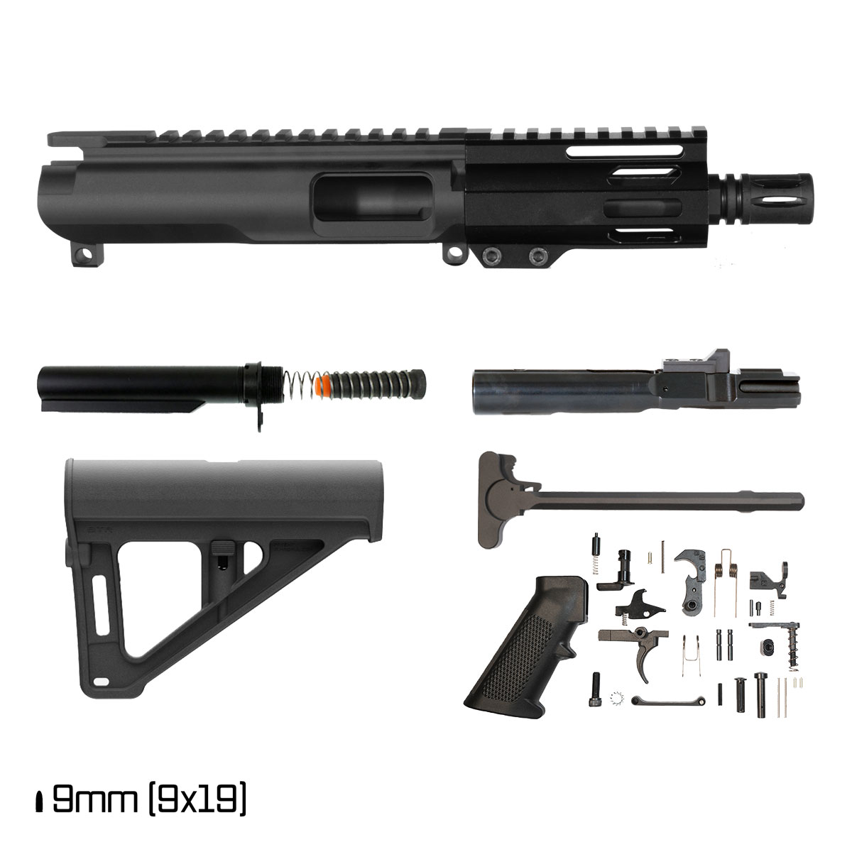 Davidson Defense Nine Realms w/BTR Brace 5-inch 1:10 9MM AR-9 M-Lok Handguard Pistol Full Build Kit