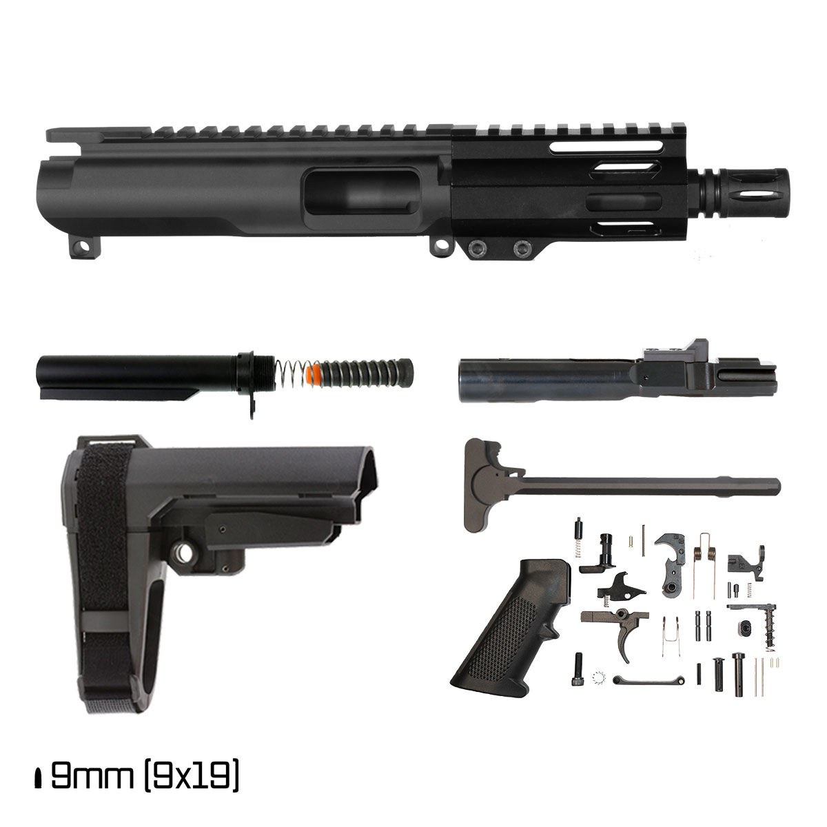 Davidson Defense Nine Realms w/SBA3 Brace 5-inch 1:10 9MM AR-9 M-Lok Handguard Pistol Full Build Kit