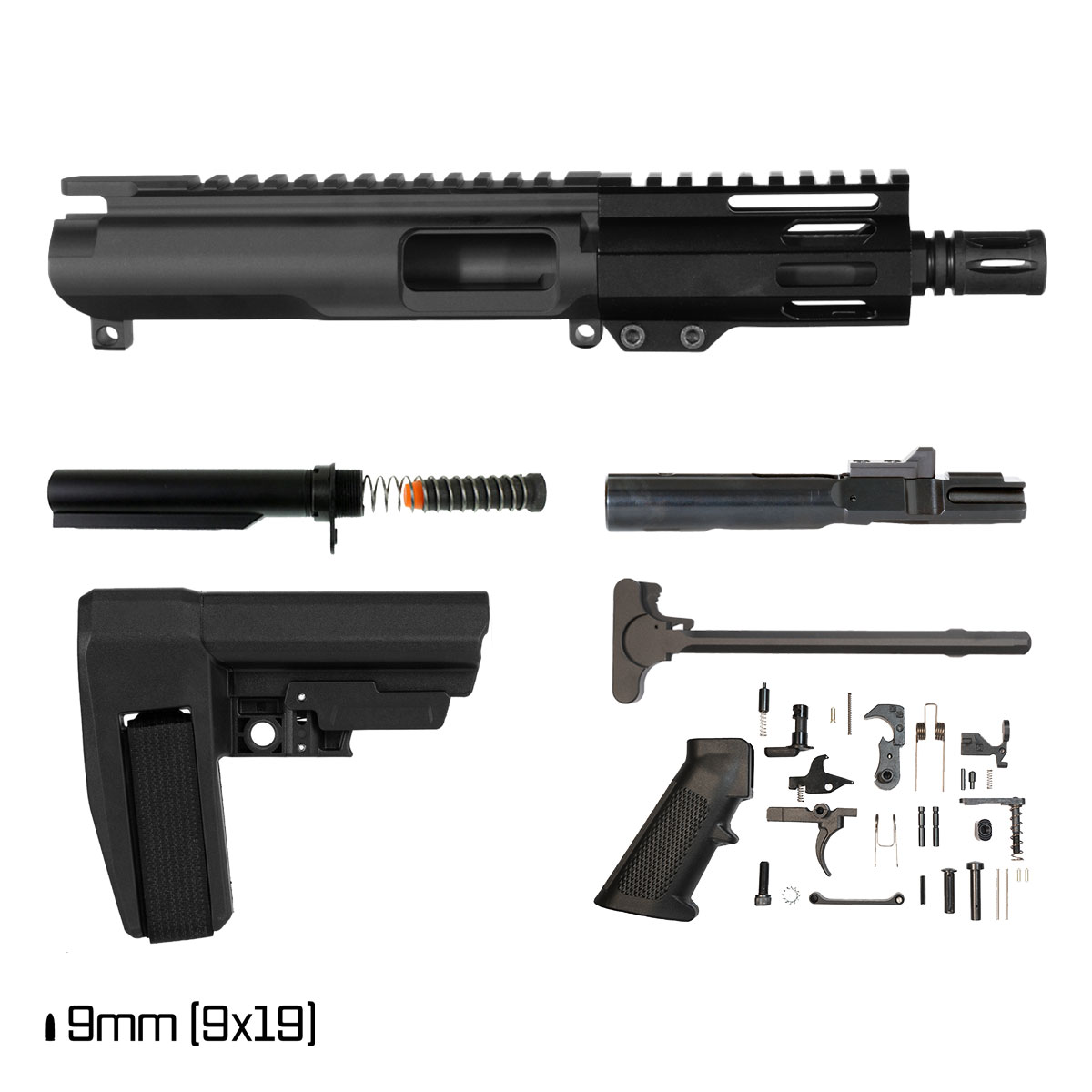 Davidson Defense Nine Realms w/SBA6 Brace 5-inch 1:10 9MM AR-9 M-Lok Handguard Pistol Full Build Kit