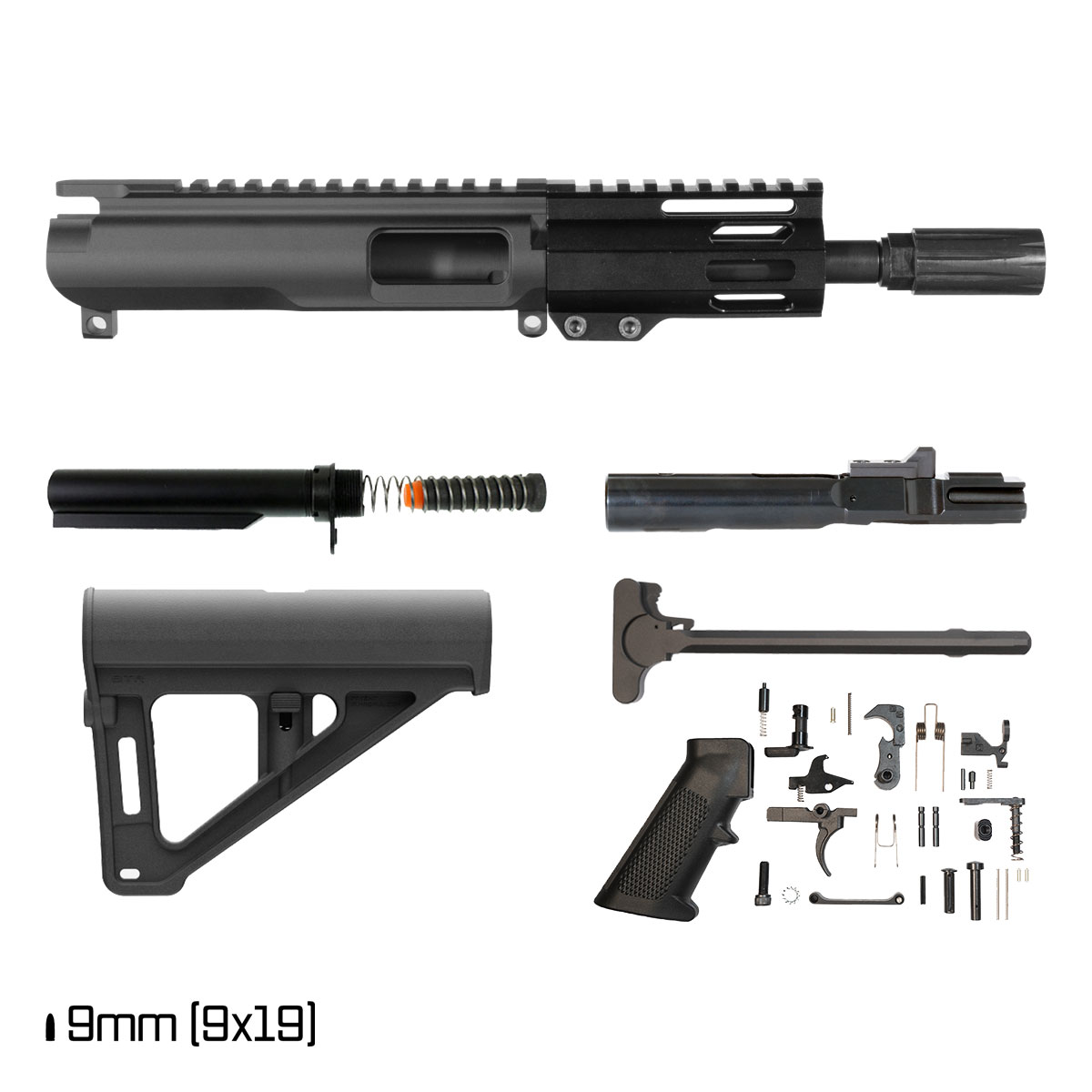 Davidson Defense Solar Burst w/BTR Brace 6-inch 1:10 9MM AR-9 M-Lok Handguard Pistol Full Build Kit