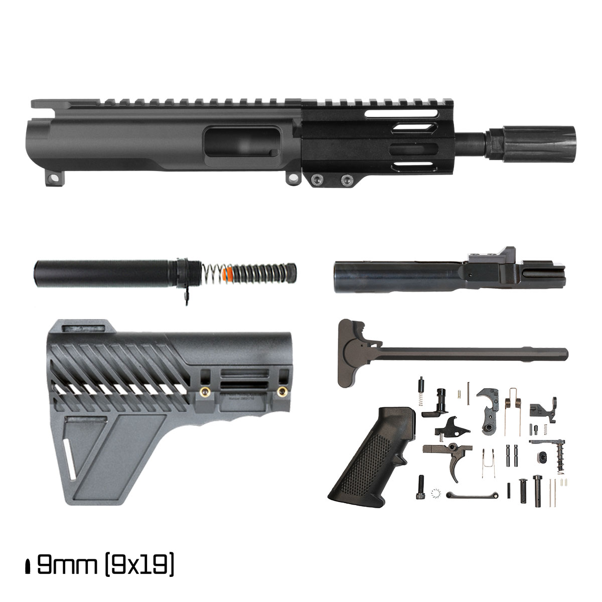 Davidson Defense Solar Burst w/Gauntlet Arms Brace 6-inch 1:10 9MM AR-9 M-Lok Pistol Full Build Kit