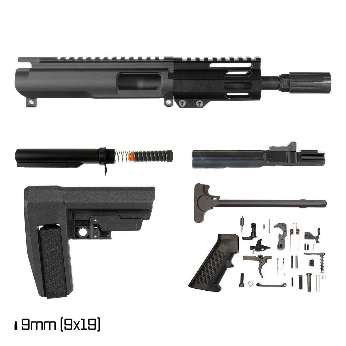 Davidson Defense Solar Burst w/SBA6 Brace 6-inch 1:10 9MM AR-9 M-Lok Handguard Pistol Full Build Kit