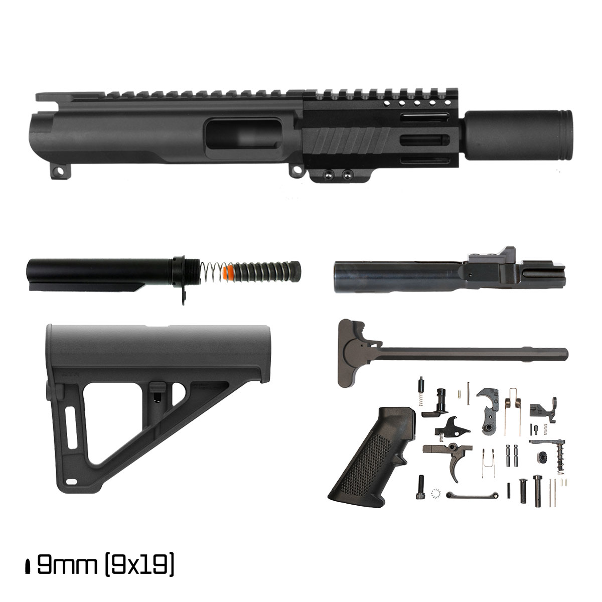 Davidson Defense Ion w/BTR Brace 4.5-inch 1:10 9MM AR-9 Freefloat M-Lok Handguard Pistol Full Build Kit