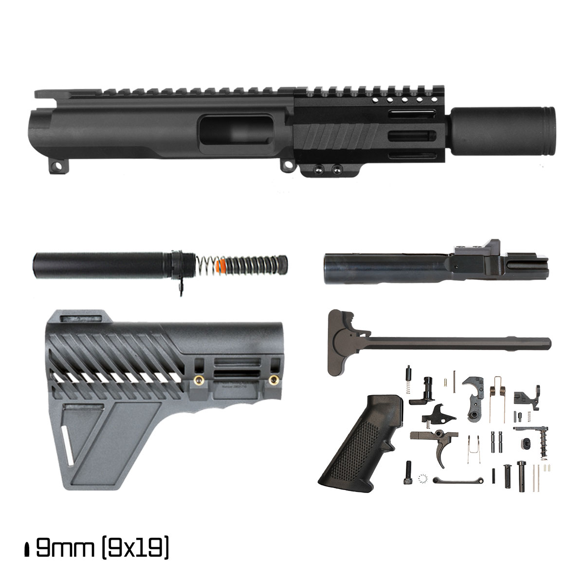 Davidson Defense Ion w/Gauntlet Arms Brace 4.5-inch 1:10 9MM AR-9 M-Lok Handguard Pistol Full Build Kit