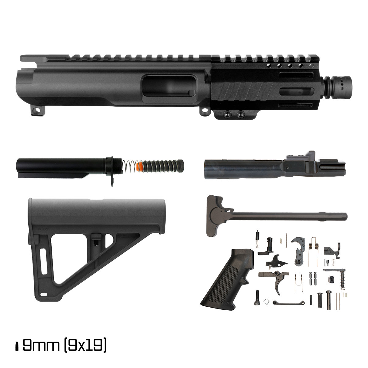 Davidson Defense Scalpel w/BTR Brace 5-inch 1:10 9MM AR-9 Freefloat M-Lok Handguard Pistol Full Build Kit