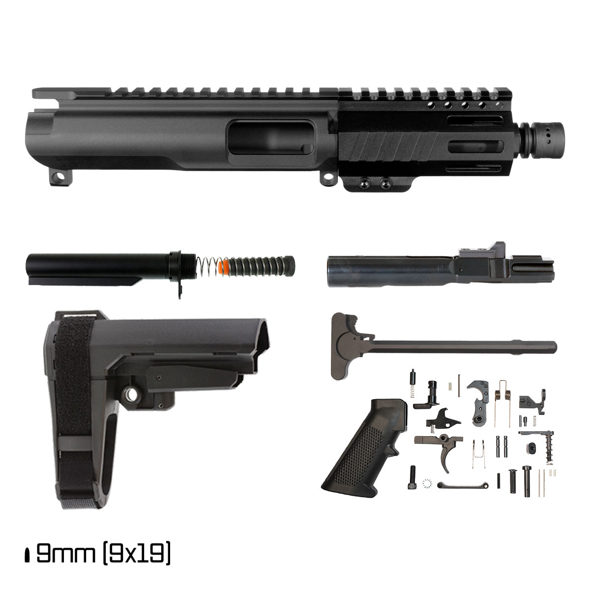 Davidson Defense Scalpel w/SBA3 Brace 5-inch 1:10 9MM AR-9 M-Lok Handguard Pistol Full Build Kit