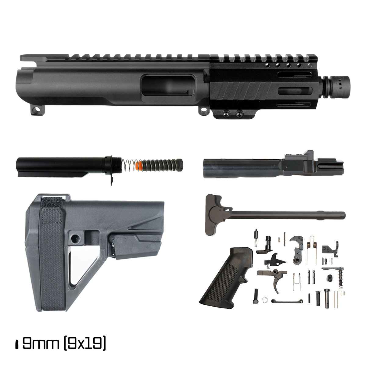 Davidson Defense Scalpel w/SBA5 Brace 5-inch 1:10 9MM AR-9 M-Lok Handguard Pistol Full Build Kit