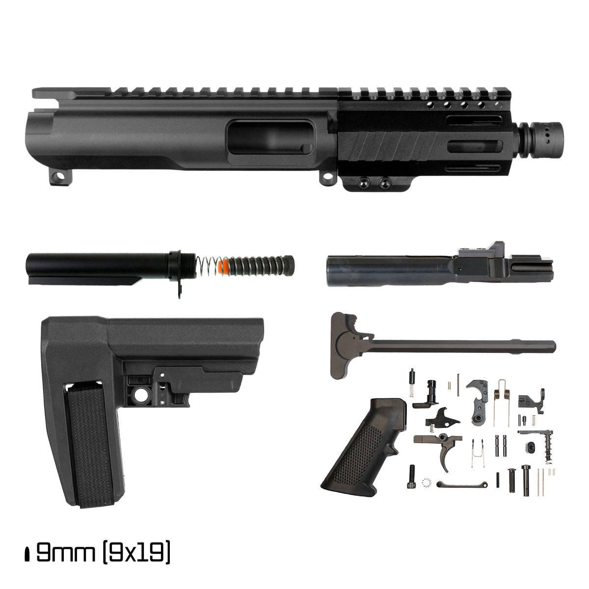 Davidson Defense Scalpel w/SBA6 Brace 5-inch 1:10 9MM AR-9 M-Lok Handguard Pistol Full Build Kit