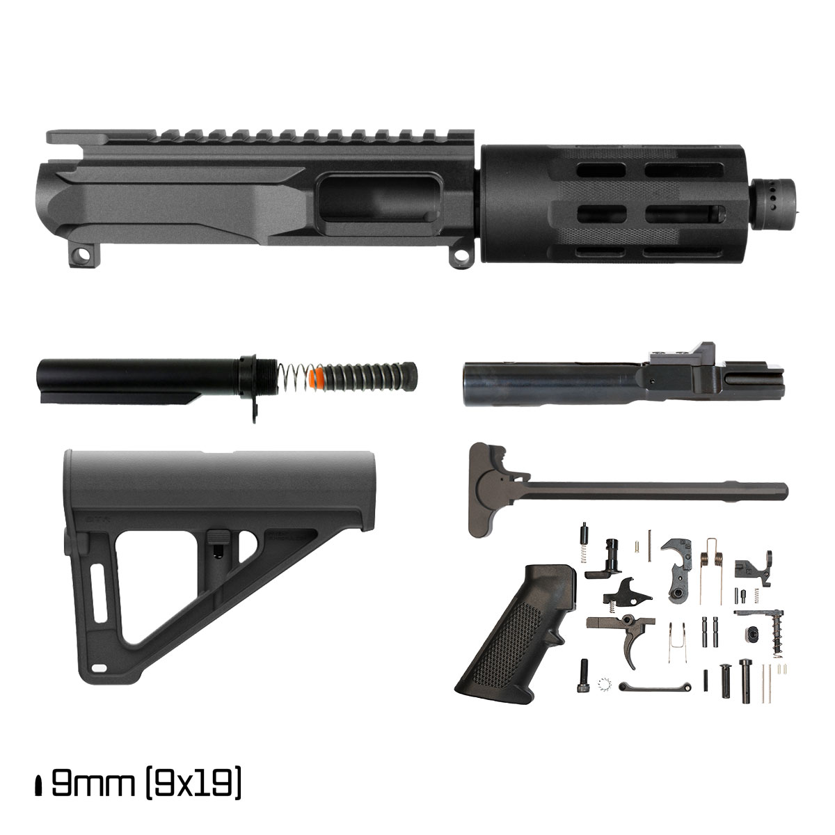 Davidson Defense Backdrop w/BTR Brace 5-inch 1:10 9MM AR-9 M-Lok Handguard Pistol Full Build Kit