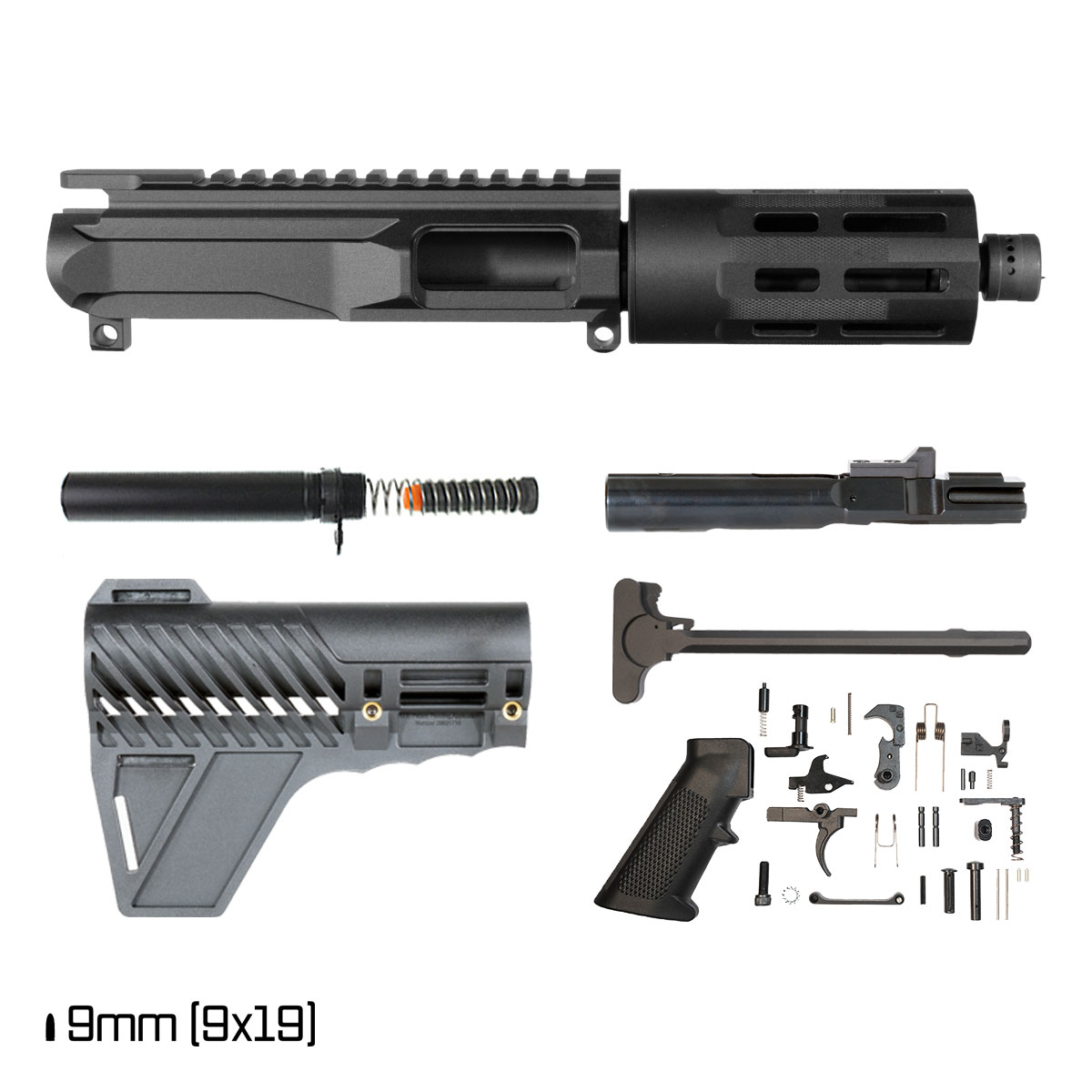Davidson Defense Backdrop w/Gauntlet Arms Brace 5-inch 1:10 9MM AR-9 M-Lok Pistol Full Build Kit