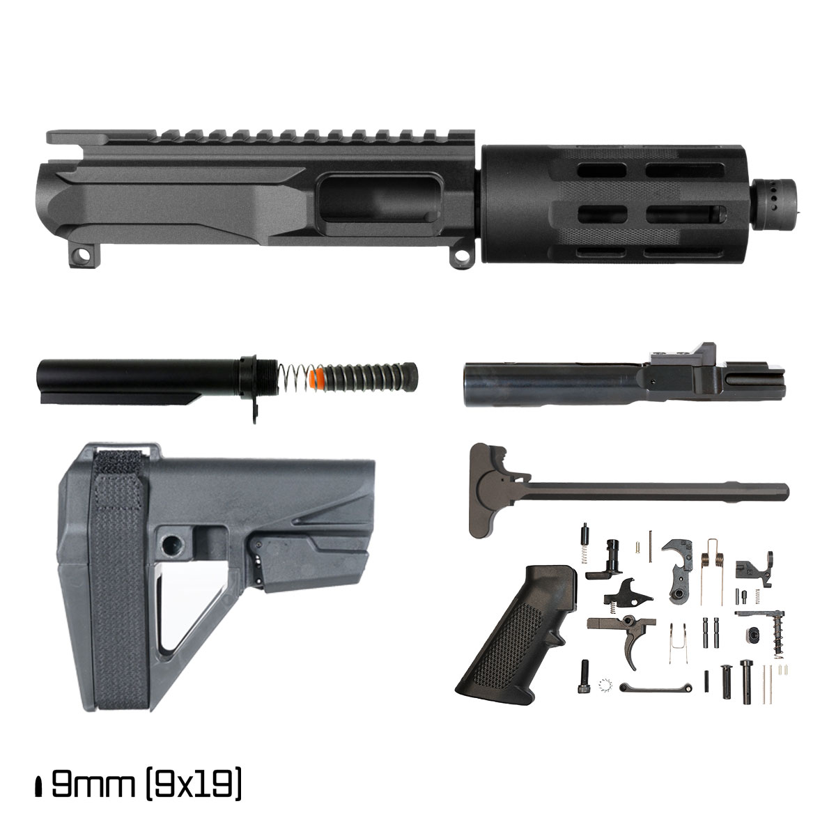 Davidson Defense Backdrop w/SBA5 Brace 5-inch 1:10 9MM AR-9 M-Lok Handguard Pistol Full Build Kit