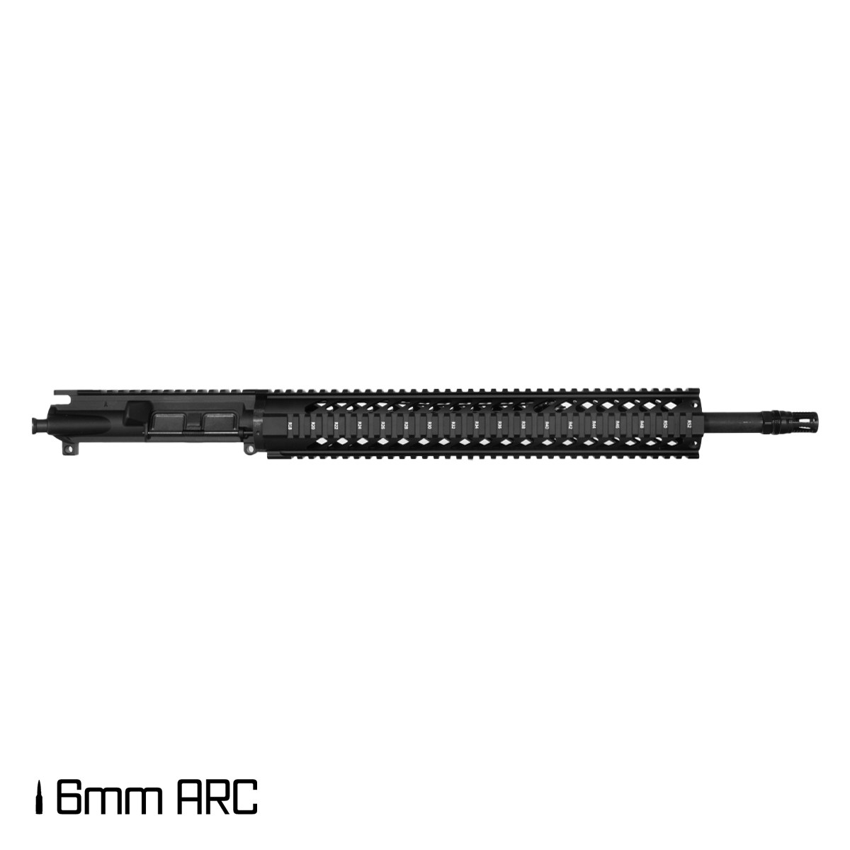 Davidson Defense LAZR 18-inch Mid-Gas 1:7.5 6MM ARC AR-15 Freefloat Quad-Rail Handguard Rifle Upper Build Kit, KAK Industry Plan B A7 Flash Hider