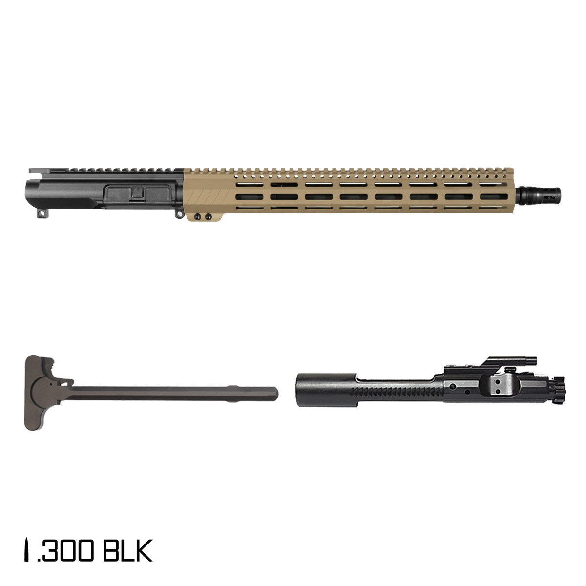 Davidson Defense Desert Storm 16-inch Pistol-Gas 1:8 .300 BLK AR-15 M-Lok Rifle Complete Upper Build, Plan B Bartizan Muzzle Brake